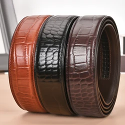 Mens belts No buckle Top layer cowhide belt collocation Automatic buckle 3.4CM and Needle buckle,only belt Fashion Belt strip