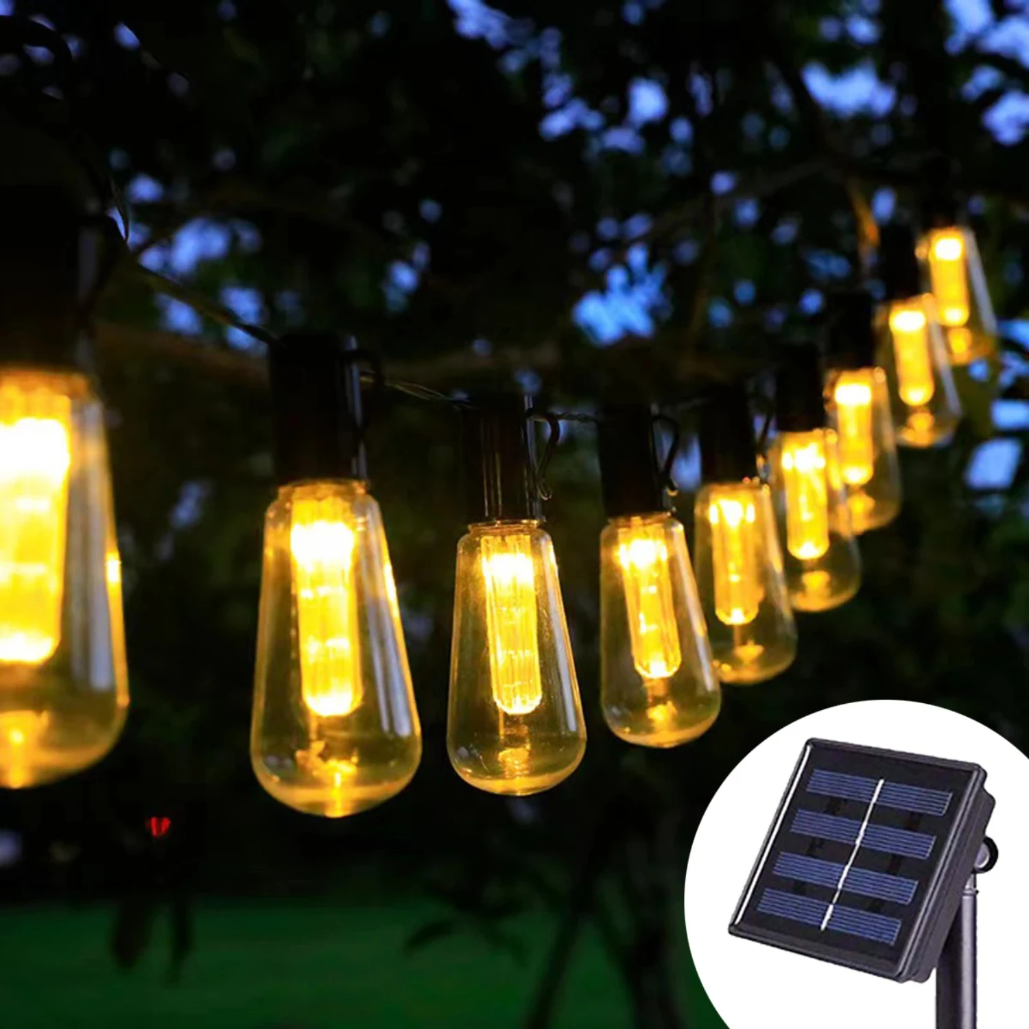 Elegant Waterproof Outdoor LED Solar Fairy String Lights - Stunning 38-Bulb Patio Decoration for Holiday Garden Party Lighting