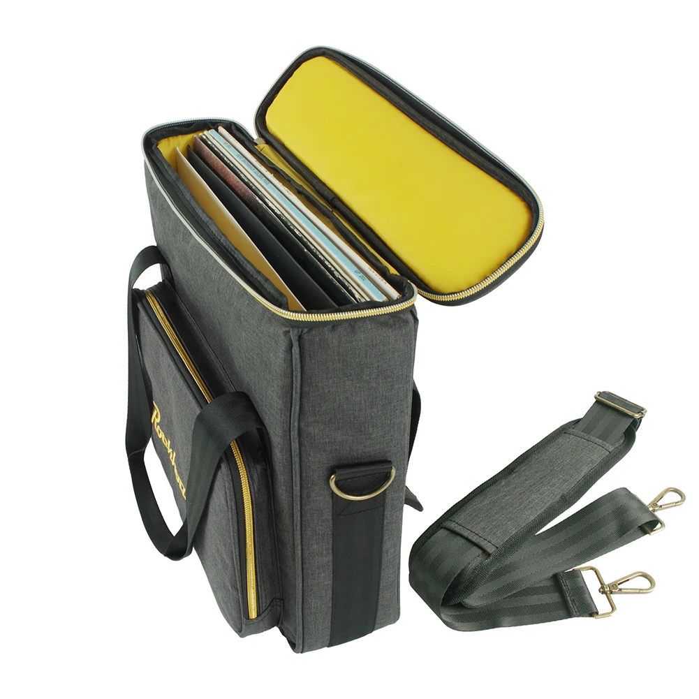Vinyl Records Carrying Case For 12 Inch LP Vinyl Records Travel Storage Bag Waterproof CDs Organizer Bags Up To 10 Vinyl Albums
