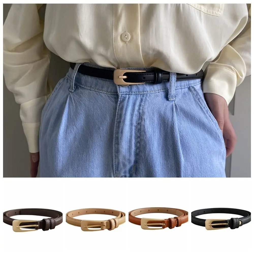 

Fashion Square Buckle Thin Belt Adjustable Alloy PU Leather Waistband Waist Belt Waist Strap Thin Waist Belt Ladies