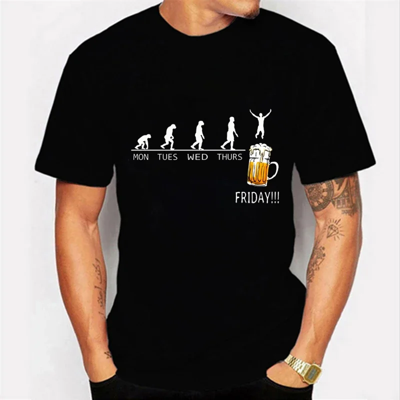 Friday Beer Print Men\'s Brand T-shirts Funny Graphic Hip Hop Summer Women Men Tshirts Streetwear Ulzzang Harajuku T-Shirt Shirt