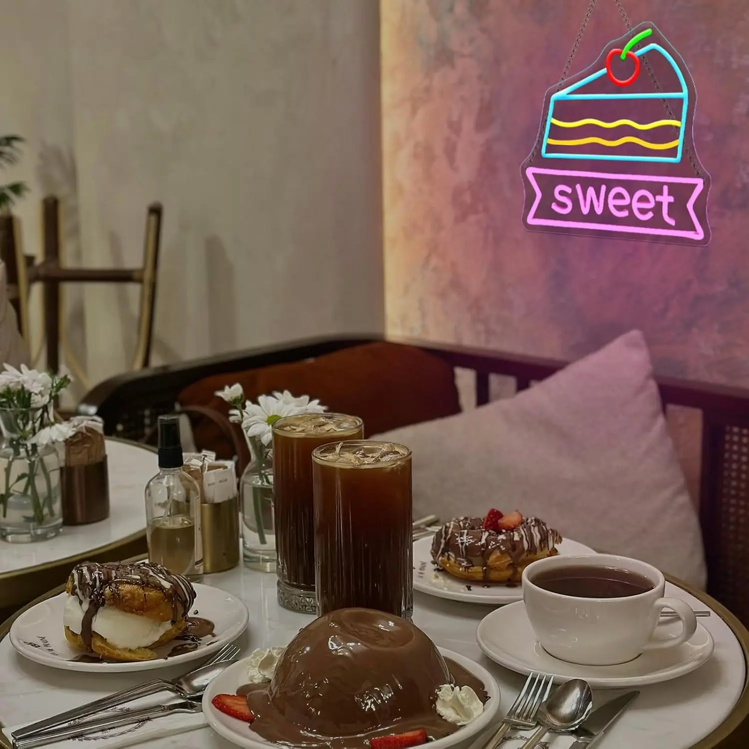 달콤한 네온 조명 과일 케이크 네온사인 USB 전원 케이크 가게 디저트 가게 파티 레스토랑 커피숍 벽 장식 어린이 선물