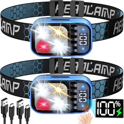 Rechargeable Headlamp Flashlight Bright LED Waterproof Motion Sensor Headlights Emergency Head Lamp Camping Fishing Head Light