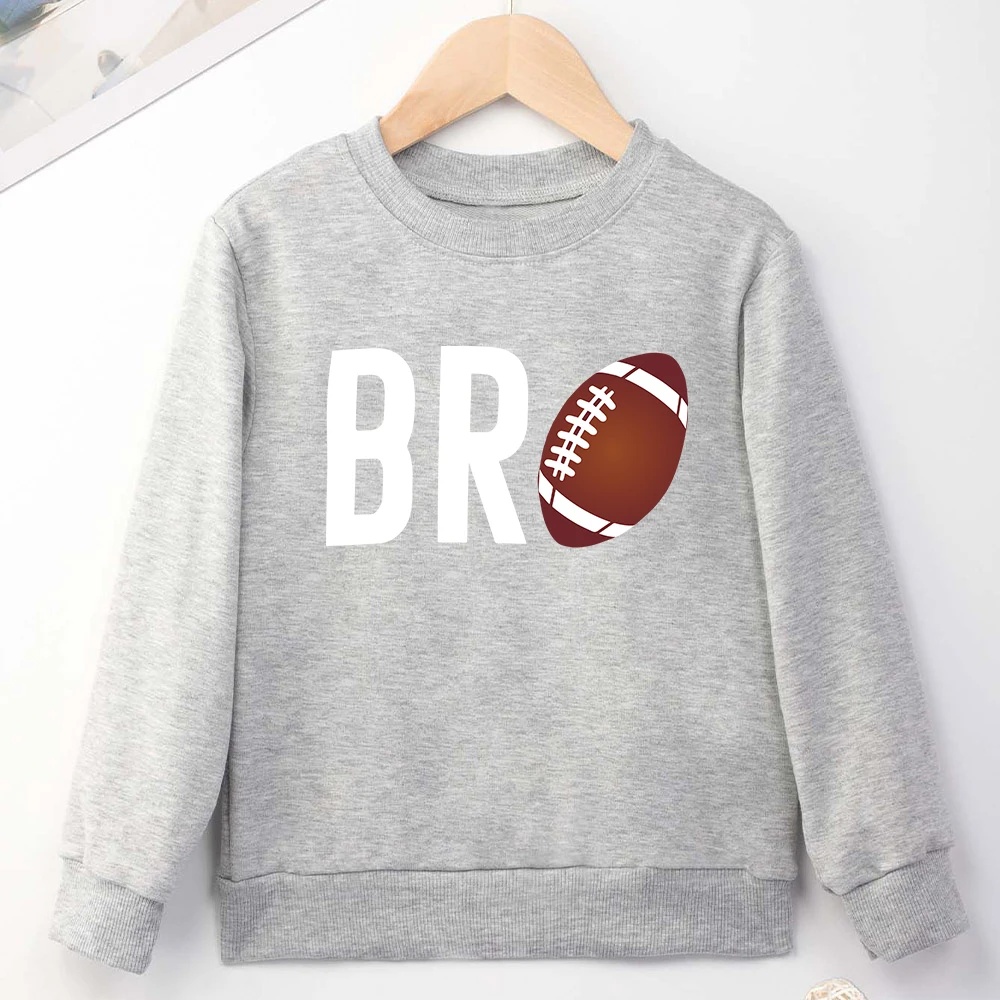 American Style Football Bro Boys Clothes Grey Simple Street Casual Kids Sweatshirt Fashion Trend Harajuku Popular Child Hoodie