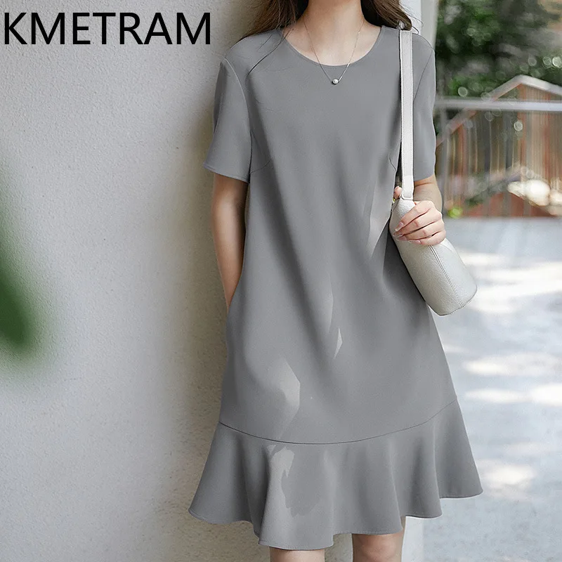 KMETRAM Summer Mermaid Dresses Woman Mid Length Dresses for Woman Clothing High Quality New in Dresses 2025 Vestidos Mujer