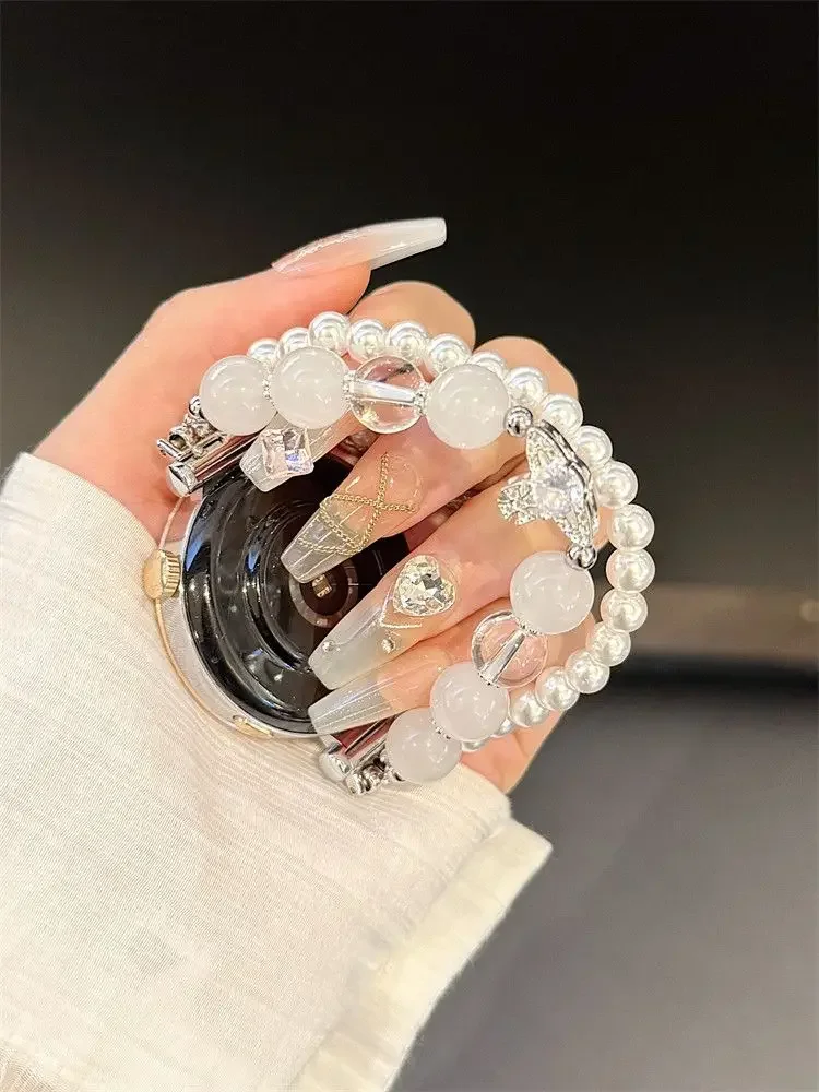 

Versatile Pink Crystal Beaded Exquisite Watch Chain Suitable for Huawei GT5/GT5 Pro/GT4/GT2/3/4 22mm/20mm/18mm Straps