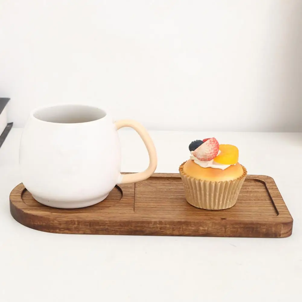 Cafe Serving Tray Wooden Cashew Nut Serving Tray Artistic Tea Service Snack Plate Brown Weaving Wood Coffee Breakfast Dessert