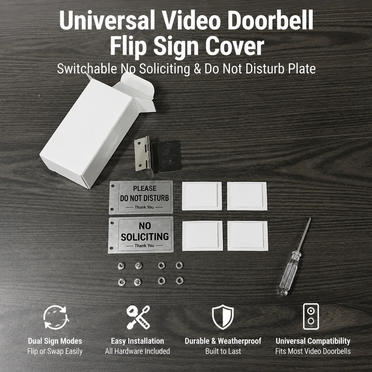 Self-Adhesive No Soliciting Sign Metal Unique Small Design Durable UV and Weather Resistant Easy Installation for House Business