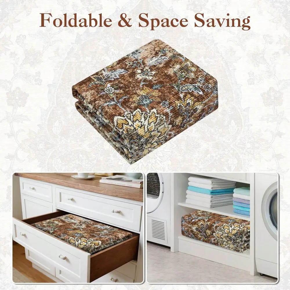 

Printed Carpet Soft NonSlip Carpet Low Pile Foldable Indoor Rug Distressed Floral Carpet For Bedroom Corridor Office Living Roo