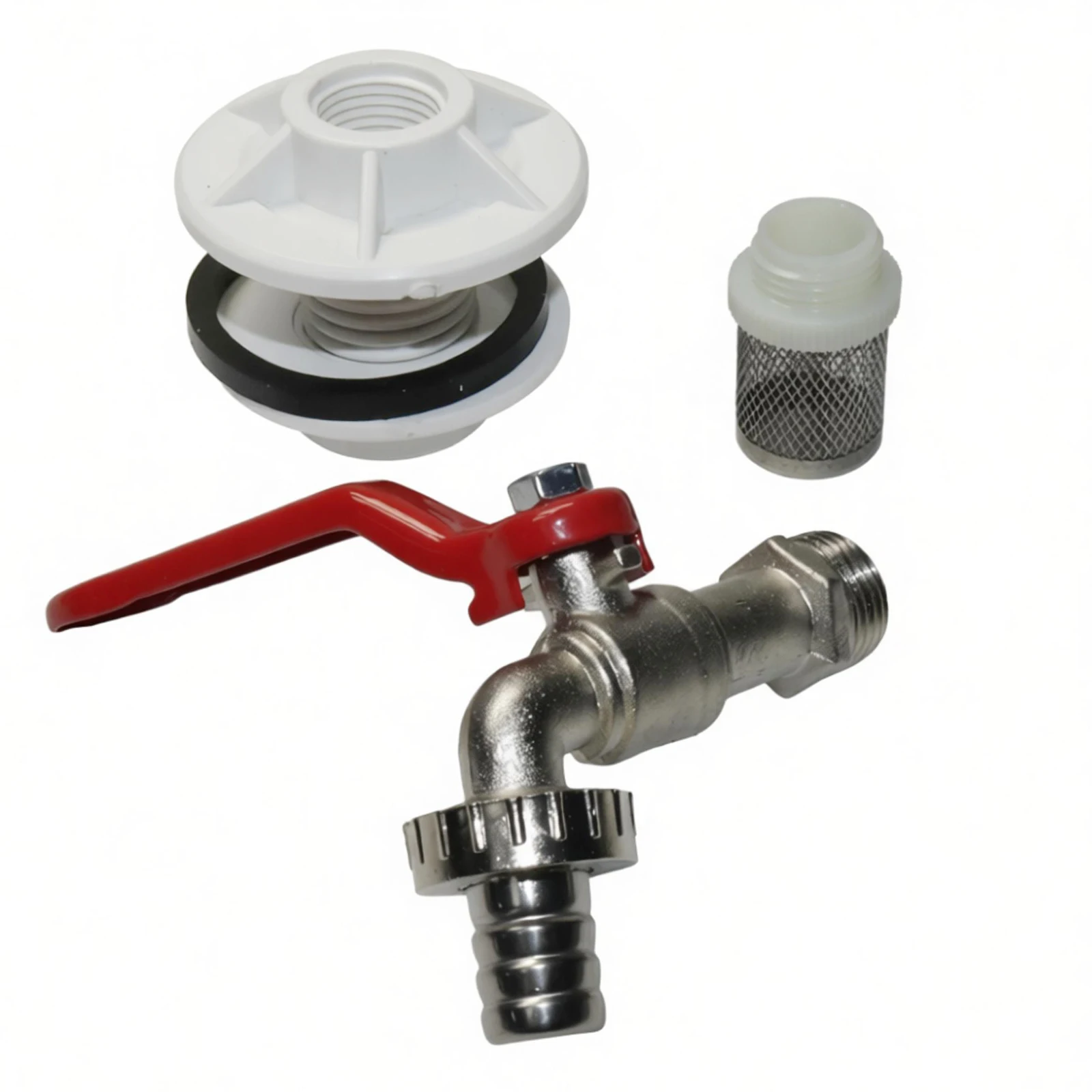 3Pc Kit Nickel plated Faucet Stainless Steel Filter Garden Irrigation 1/2'' Flange Water Tank Through Plate Flange Tank Adapter