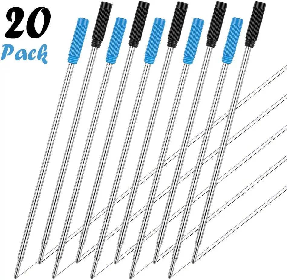 Ballpoint Pen Refills 20 Pack, 1.0mm Medium Point-10 Black & 10 Blue, Smooth Writing Replaceable German Ink Refill view 2