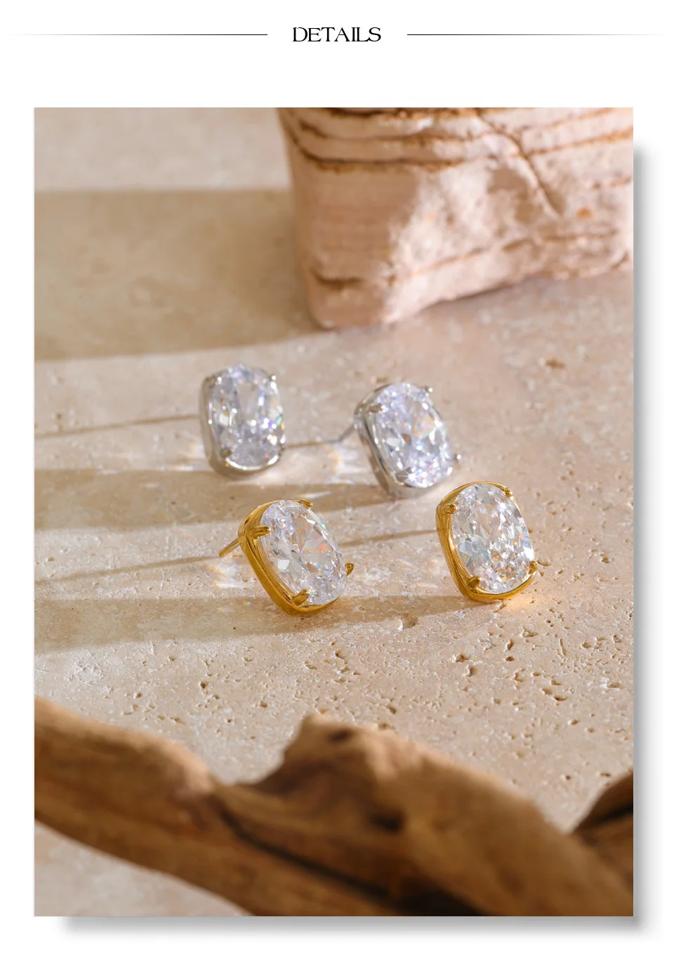 Yhpup Edelstahl-Ohrstecker mit AAA glänzendem Zirkonia im rechteckigen Fassung, strahlender Abendschmuck für Damen. – Detail 6