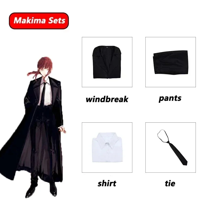 

2025 ии аниме бензопила мужской костюм парик плащ рубашка галстук брюки Makima костюмы для косплея костюмы на Хэллоуин для женщин