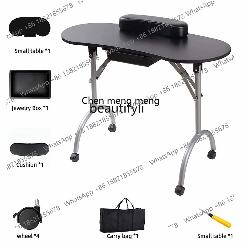 

S7486 ss Foldable Professional Nail Desk Hand Stand for Nails Art Manicurist Tattoo Salon Station Furniture with Storage Manicur