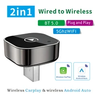 Nuevo Mini adaptador inalámbrico CarPlay y Android Auto 2 en 1, WiFi de 5GHz, caja inteligente Plug and Play tipo C/USB para accesorios de coche Dongle
