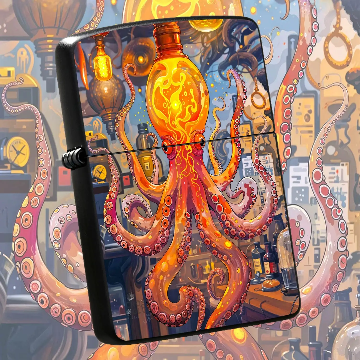 Creative Steampunk Octopus Bulb Lighter, Artistic Aesthetic Portable Igniter, Unique Whimsical Glowing Octopus Design, Ideal For Daily Scenes, Gifting, Collection, Decor, Brings Distinct Stylish Vibe For You To Use And A Humorous And Intere