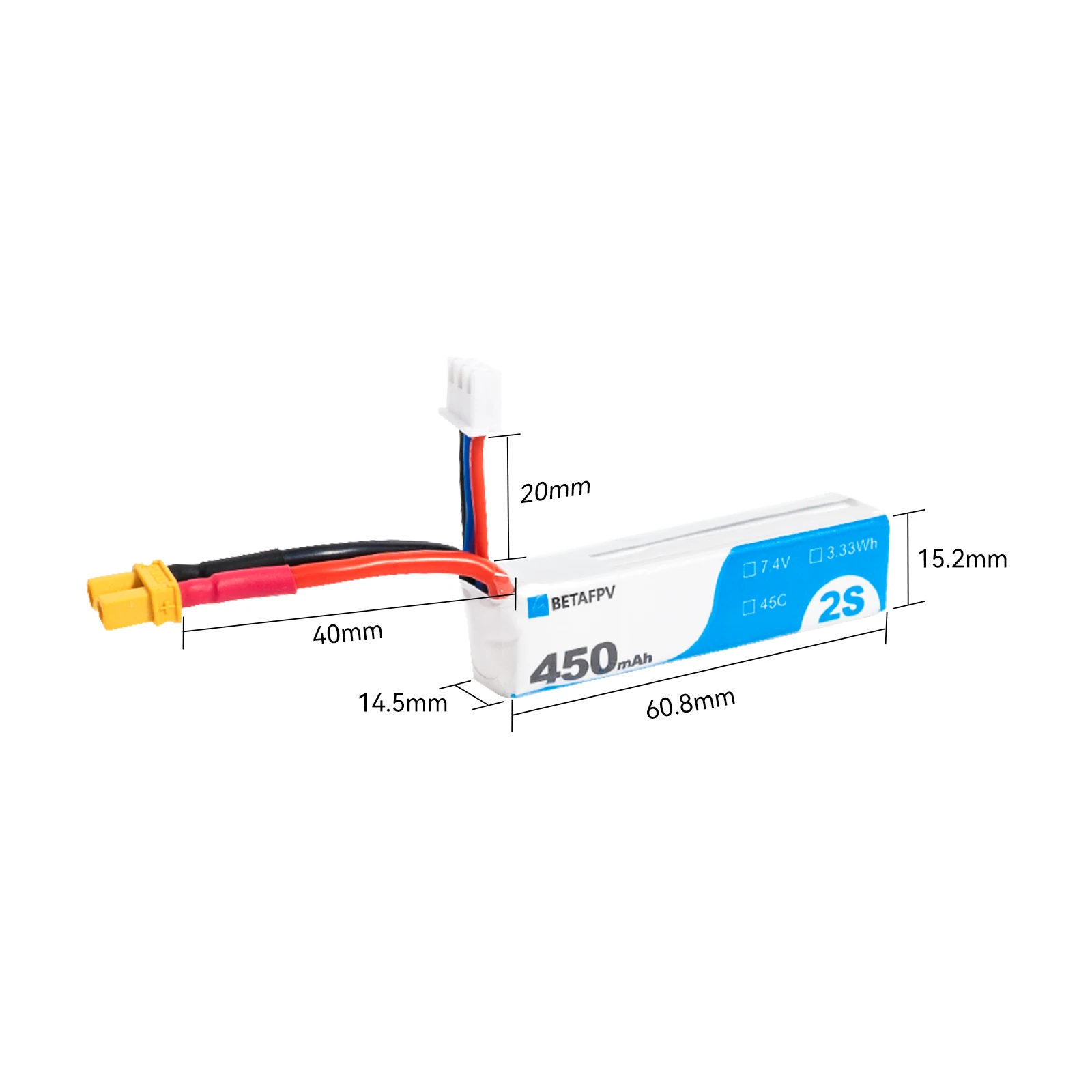 Imagem -03 - Bateria Lipo Betafpv para Meteor85 hd Beta75x Mobula 450mah 2s 45c Pcs