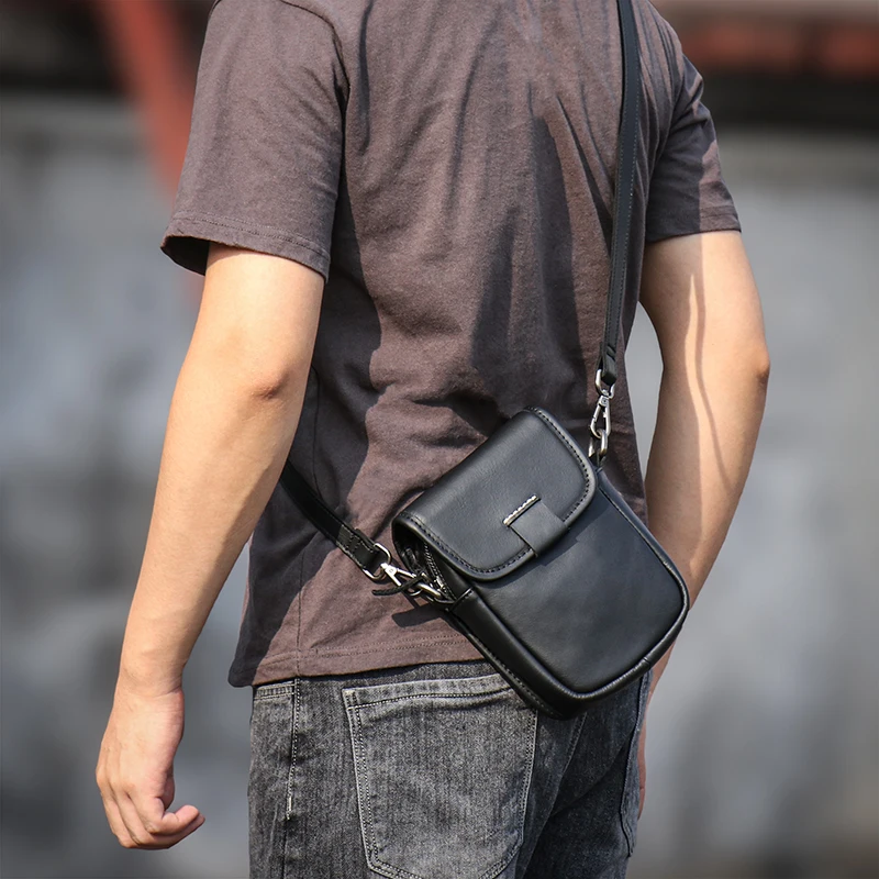 Imagem -03 - Luokir Masculino do Vintage Genuíno Couro Crossbody Bolsa de Luxo do Mensageiro Bolsas Casual Estilingue Ombro Pequeno Telefone Bolsa