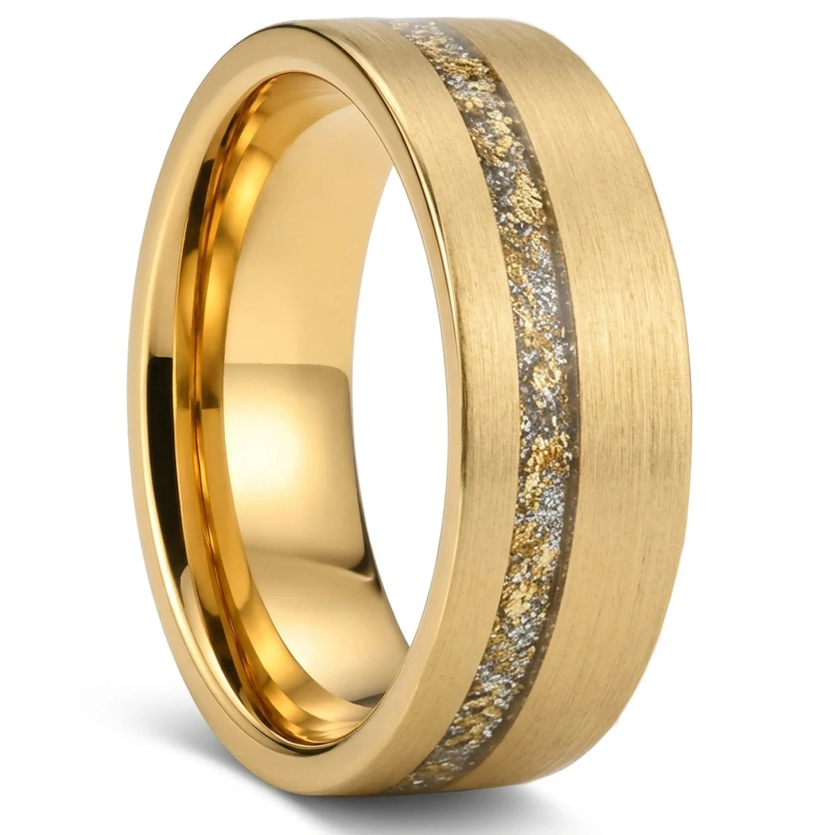 8/4MM Gold Color Tungsten Carbide Couple Wedding Rings Inlaid Gold Foil White Opal Men's Wedding Badns Engagement Promise Ring