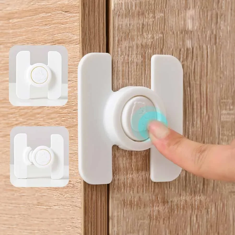 2pcs Multi Functional Safety Locks for Refrigerator Cabinet Lock Child Anti-Pinching Hand Security Protection Double Buckle Lock