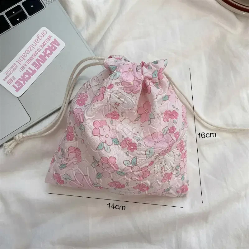 

1PCS Korean Style Drawstring Rope Pouch for Women - Small Cosmetic Bag for Lipstick Coins Jewelry Earphone & Key Storage