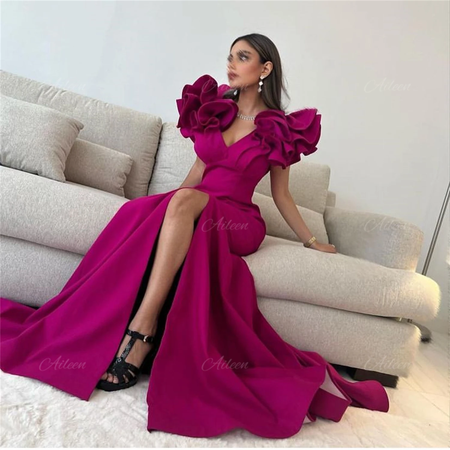 Long Soft Dresses for Women Party Wedding Evening Rose Red Robe A-line Satin Cocktail of Dresses for Day customized Night Party