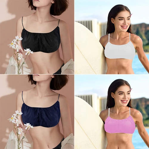 Imagen 2 del producto Sujetadores desechables para mujer, tela no tejida para viajes al aire libre, masaje, Spa, salón, ropa interior para belleza, Sauna, bronceado sin sol, 50 Uds.