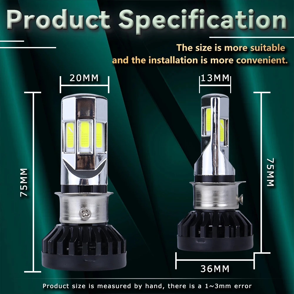 Fog Light 35W led lamp h4 hs1 motorcycle Headlight 6 COB fan moto high low beam P15D h6 ba20d motor Led bulbs h4 3500lm 12V