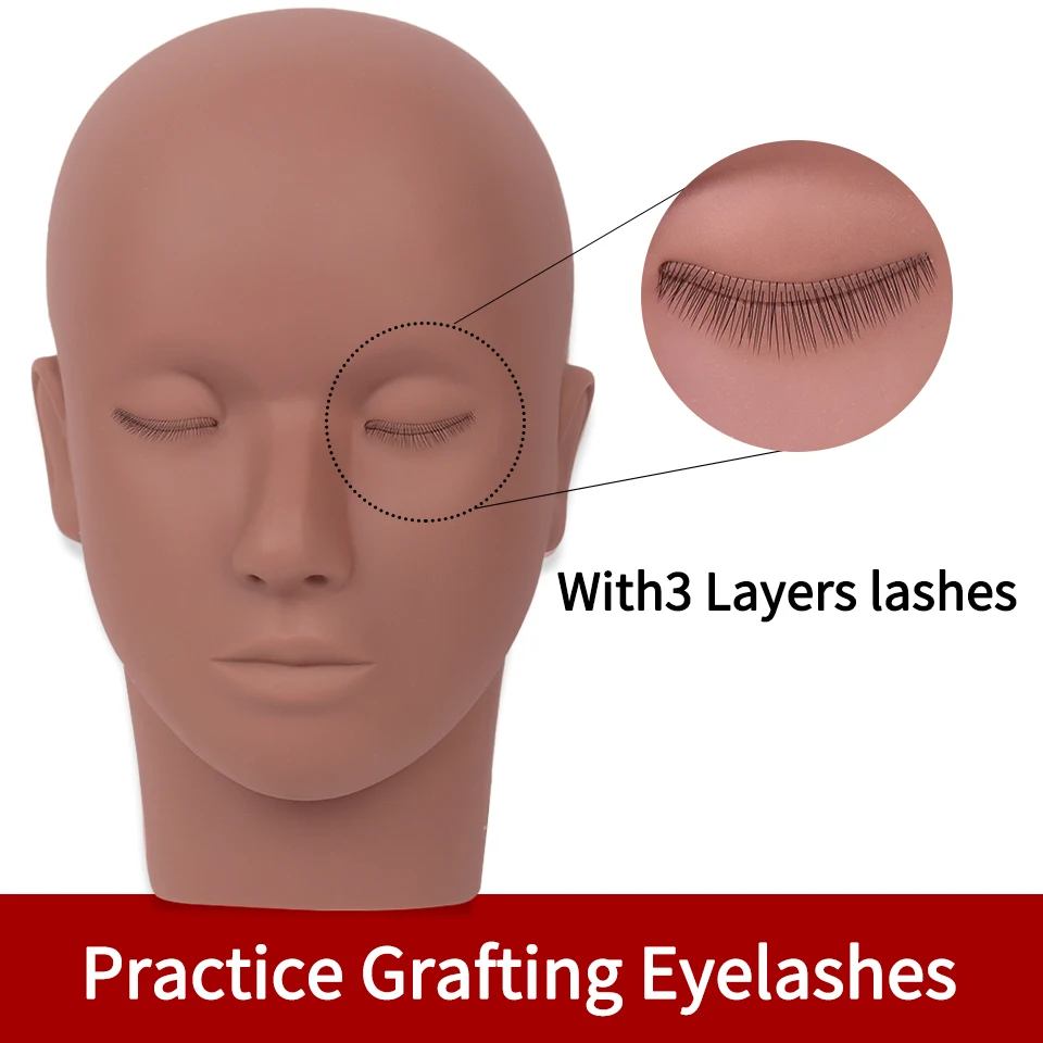 3-lagiger Wimpern-Mannequin-Kopf zum Üben von Wimpern-Make-up, Werkzeug für Wimpernverlängerungen, Übungswerkzeuge für Wimpern-Transplantation, Make-up-Trainingsmodell – Detail 15