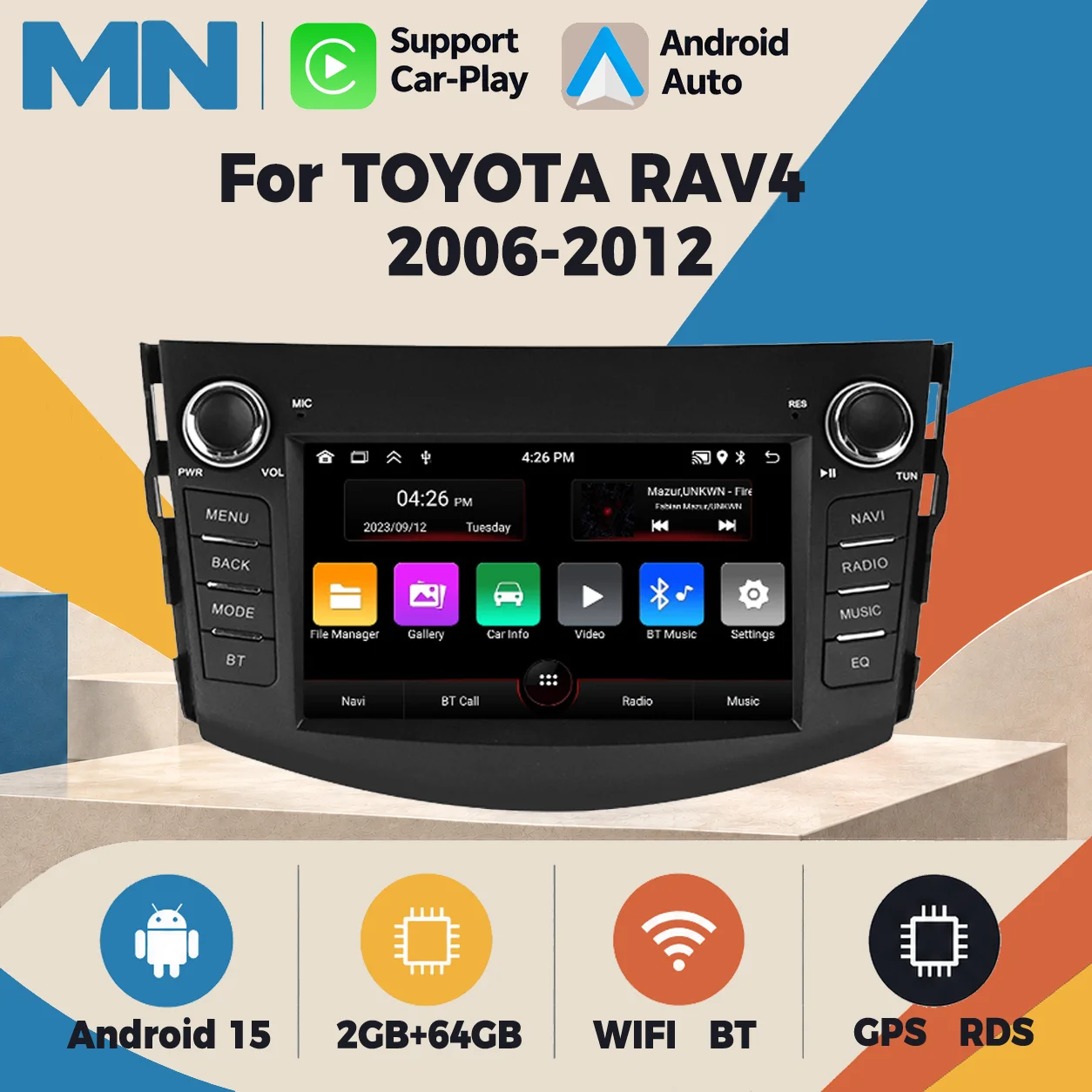 7inch Car Radio For Toyota RAV4 Rav 4 2006-2012 Autoradio Stereo Multimedia Player GPS Navigation Wireless Carplay Android Auto