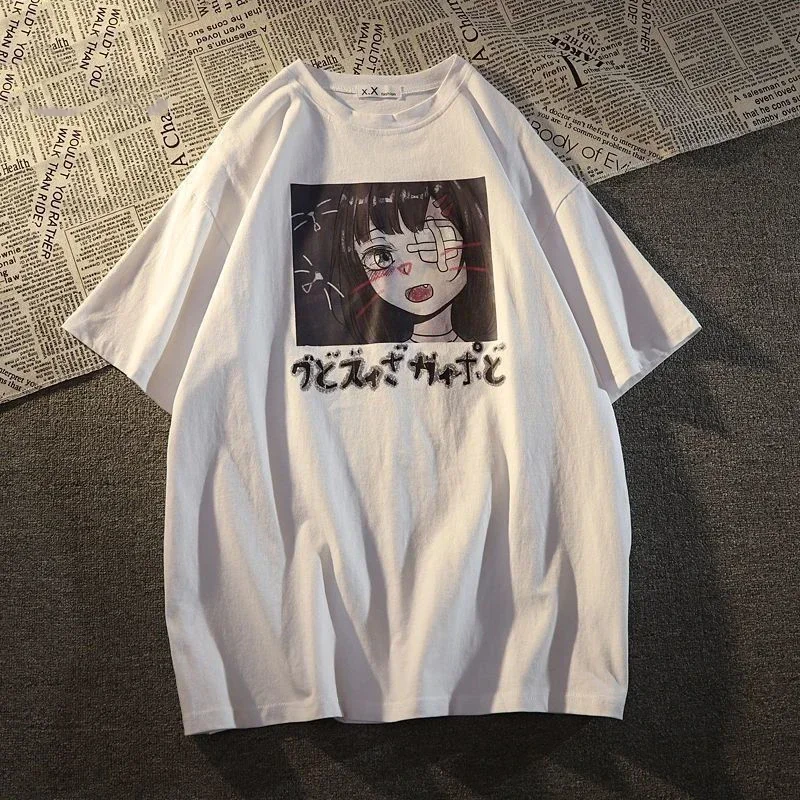 Y2k Clothes Oversized Short Sleeve T-shirt Women Men Gothic Harajuku Goblincore Aesthetic Kawaii E-girl Anime Print Streetwear