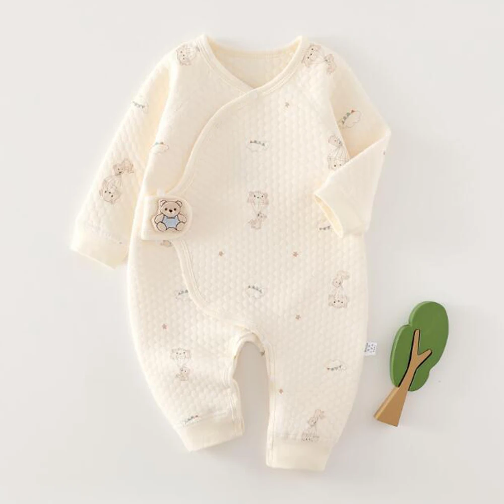 Newborn Boy Jumpsuit Long Sleeve Quilted Warm Autumn Winter Halloween Baby Clothes 0-6 Months Baby Girl Romper