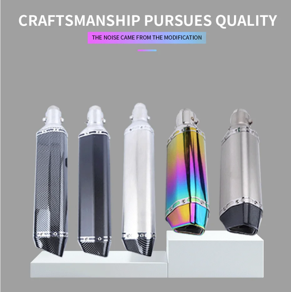 

38-51 мм универсальная высокопроизводительная выхлопная труба мотоцикла с глушителем 370/470 мм из нержавеющей стали для уличного велосипеда ATV