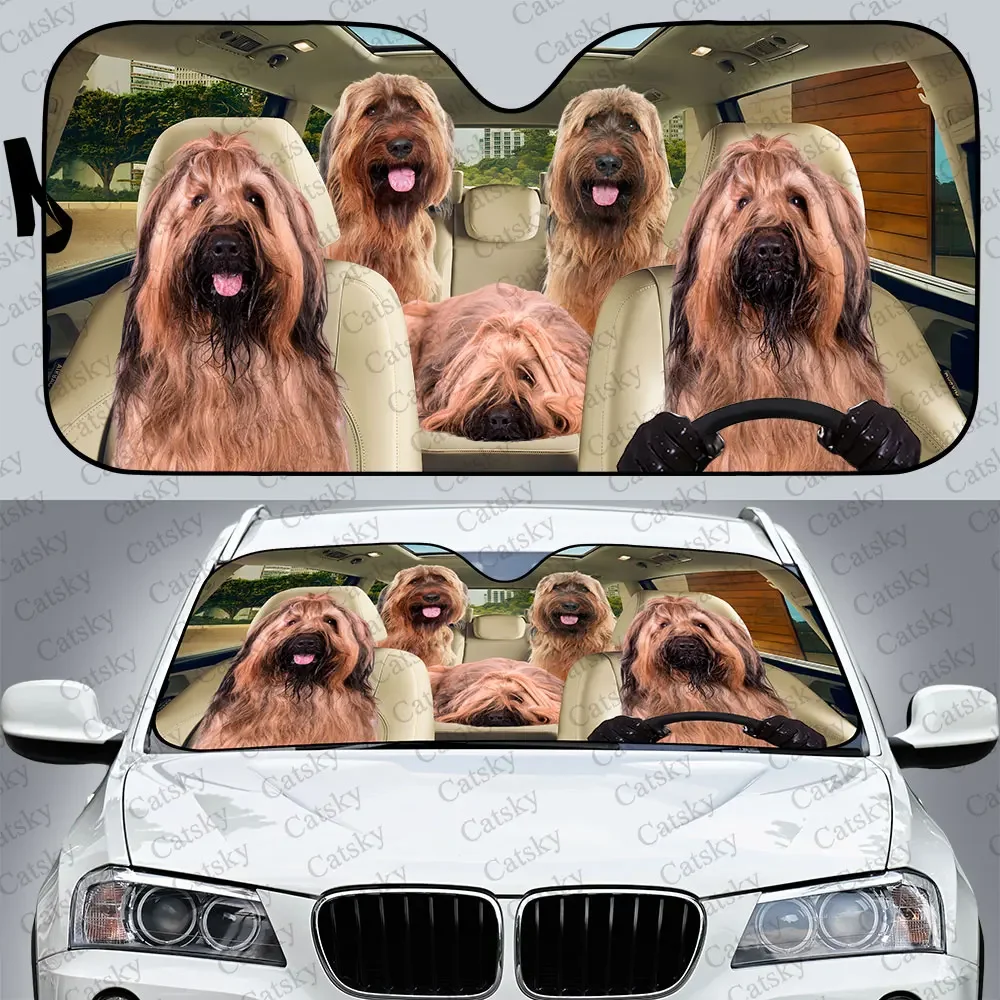 Briard Car Sunshade,Car Decoration Dogs Lovers Gift,Windscreen Sunshield for Car Window Sunshade Cover Foldable Uv Ray Reflector