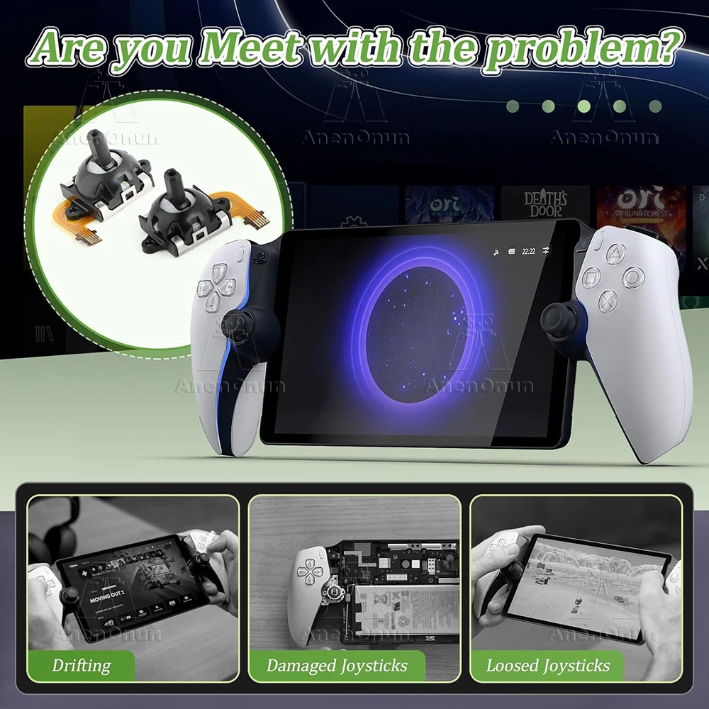 Hall Effect Joystick for PS5 Portal/PS VR2 No-Drift Magnetic Sensor Upgrade Replacement Kit Thumb Stick 3D Analog Accessories