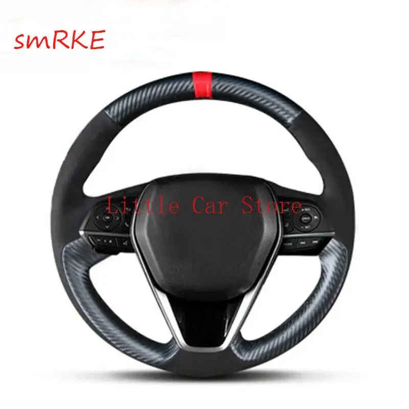 

Hand Sewing Carbon Fiber Leather Steering Wheel Cover For Toyota Camry 2018-21