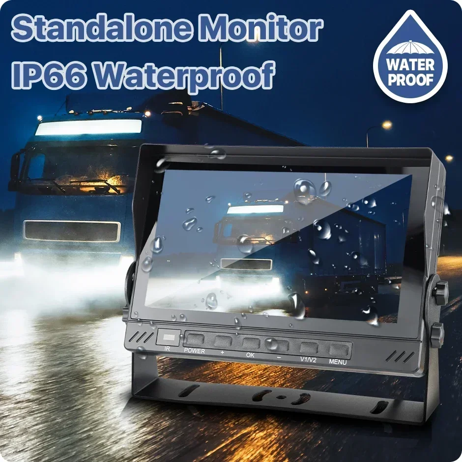 GreenYi 7 Inch IPS Screen 4 Channel Smart Blind Spot Radar BSD Alarm IP66 Waterproof DVR AHD720P Truck Backup IR