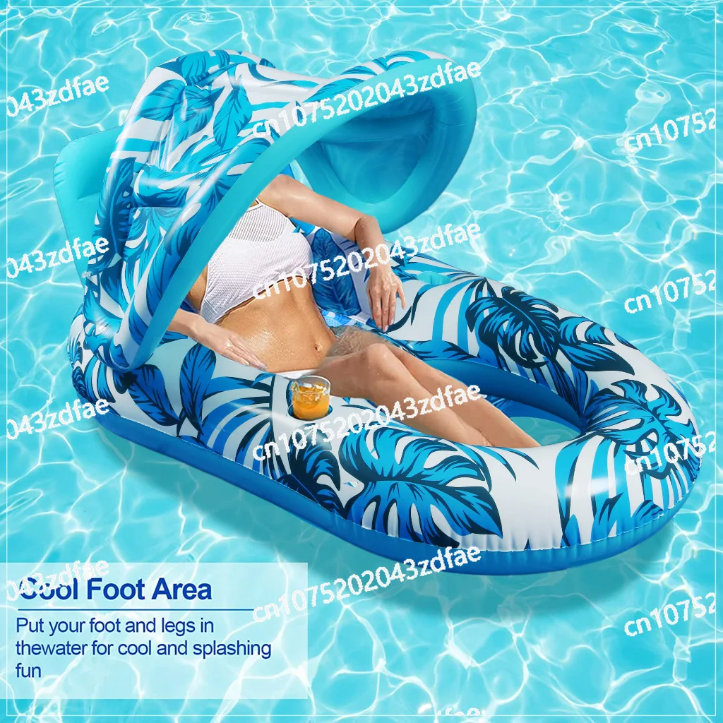 

Water Recliner Thickened Pvc Inflatable Floating Row with Awning Inflatable Recliner Hammock Adult Water Play