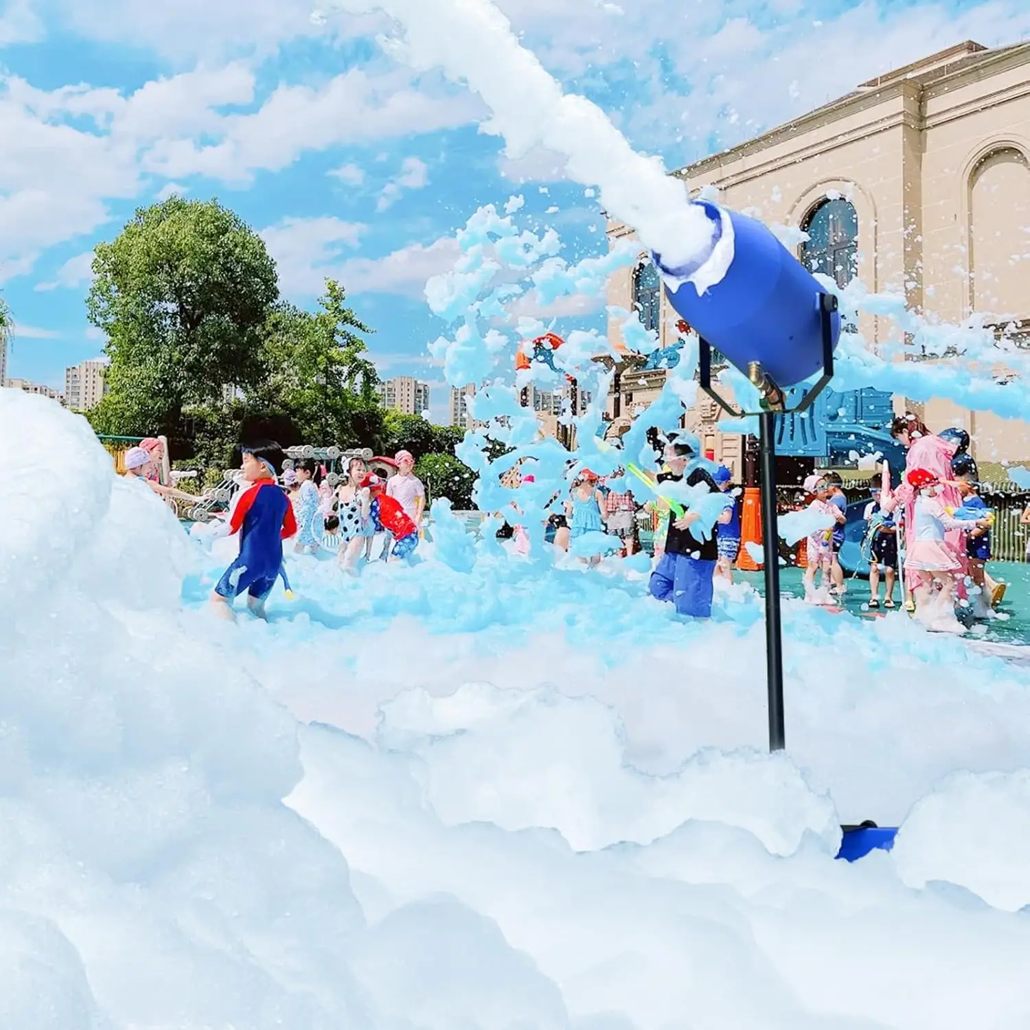 Machine à mousse pour fête, machine à mousse pour fête avec réservoir d'eau, canon à mousse pour jardin, piscine, intérieur, anniversaires, célébrations et B