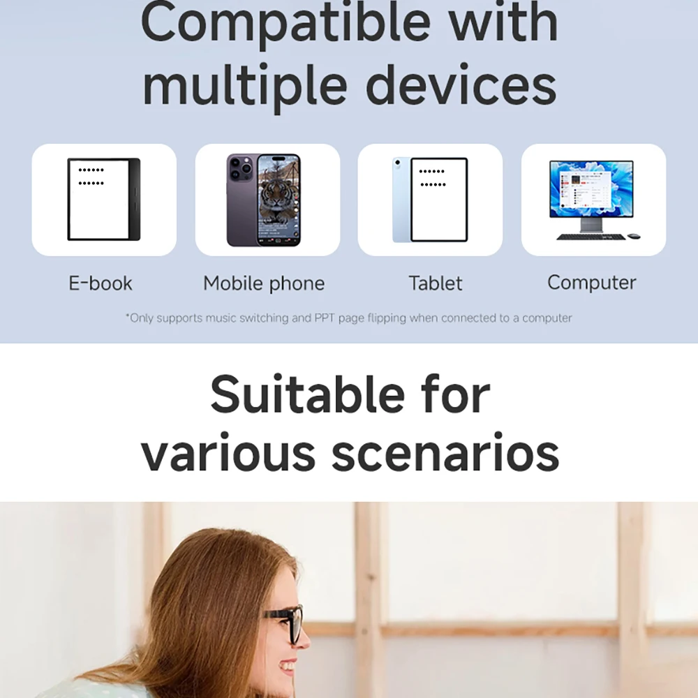Bluetooth Page Turner Camera/Music Control Pen Paging Device E-book Reader Swipe Short Video Remote Control Supports IOS Android