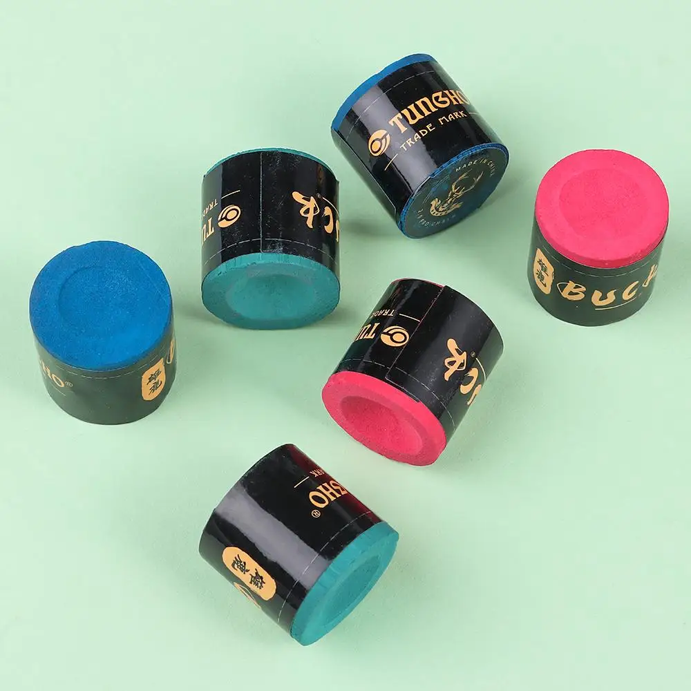 2Pcs/Set Pool Cue Tip Cue Chalk Calcium Carbonate No-slip Billiard Chalks Indoor Sport Blue Green Red Snooker Accessory