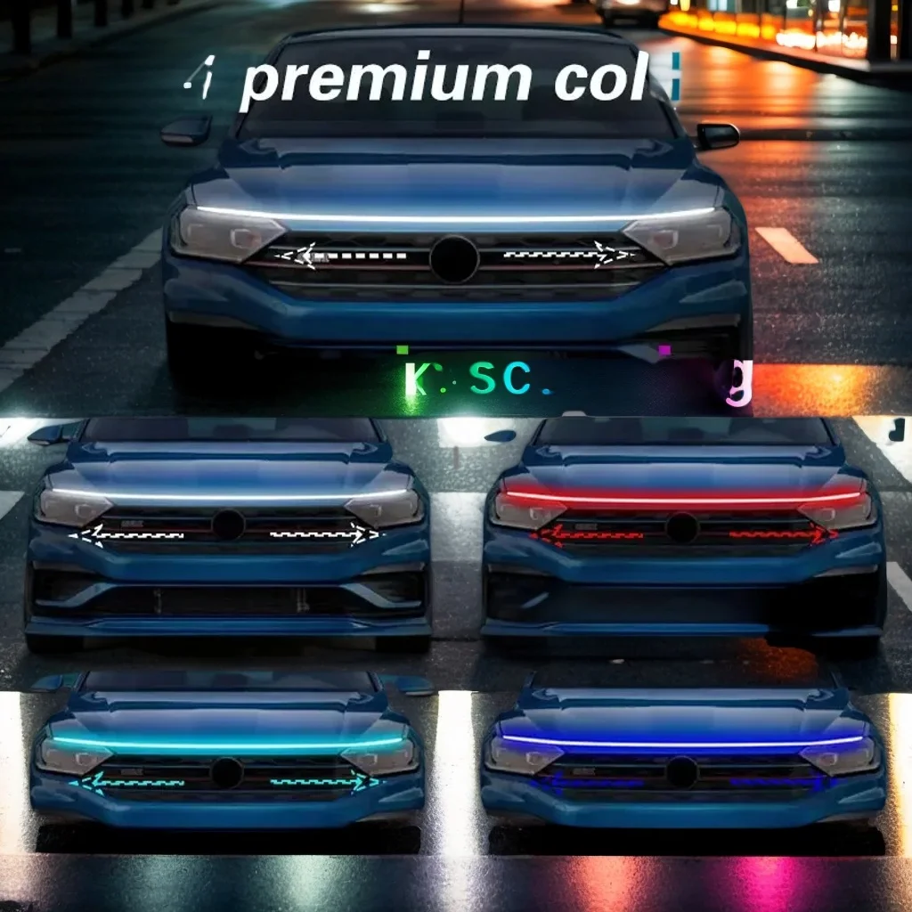 

12V LED Car Hood Light Strip - Scan Starting Engine Guide & Decorative Ambient Light for Modified Cars