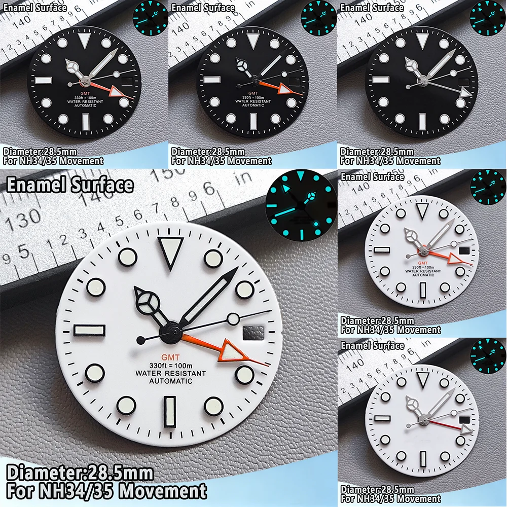 Watch Dial Custom Sterile 28.5Mm - 28,5 mm GMT-Zifferblatt NH34 Zifferblatt GMT-Zeiger