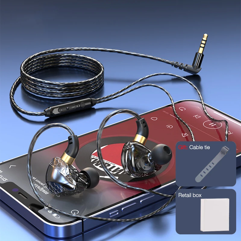 EARDECO Auriculares 3,5 mm kabelgebundene Kopfhörer, Bass, kabelgebundener Kopfhörer, Stereo-Sport-Kopfhörer-Headset mit Mikrofon, Kopfhörerkabel