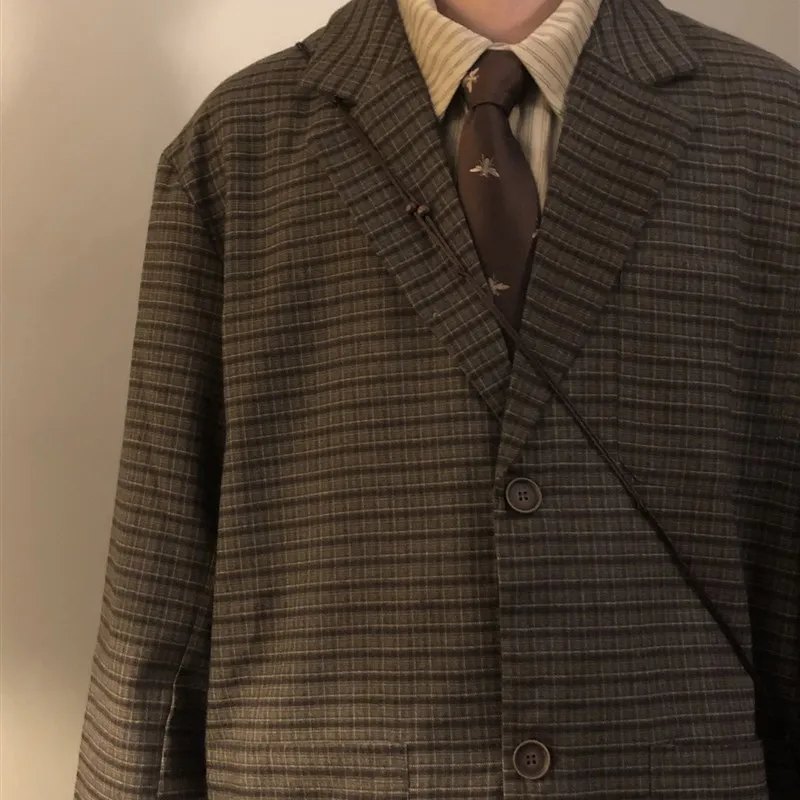 

Осенний клетчатый костюм Jaet, мужская повседневная уличная одежда, женская модная брендовая одежда NAGAWL, свободная посадка, полиэстер не требуется