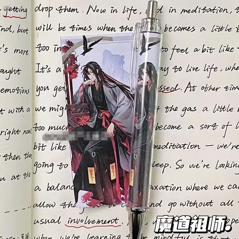 4 PCS อะนิเมะ Mo Dao Zu Shi การ์ตูนปากกาหมึกเจล Lan Wangji Wei Wuxian น่ารักสีดำหมึก Neutral การเขียนเครื่องเขียนปากกาอุปกรณ์สำนักงาน