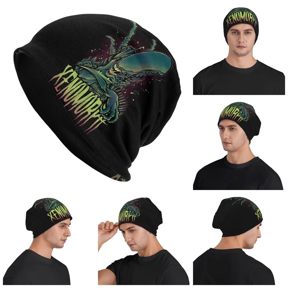 

Beware The Xenomorph Warm Knitted Cap Fashion Bonnet Hat Autumn Winter Outdoor Beanies Hats for Men Women Adult