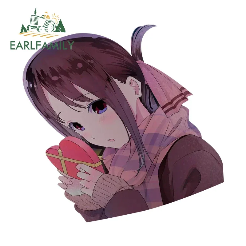 EARLFAMILY 13cm X 12.8cm for Shinomiya Kaguya Peek Car Stickers Simple Creative Decals Waterproof Scratch-Proof Anime Graffiti