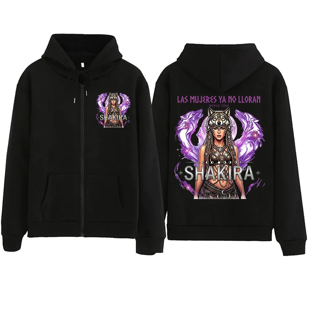 2026 Shakira Las Mujeres Ya No Lloran World Tour Zipper Hoodie Man Woman Harajuku Long Sleeve Streetwear Sweatshirts