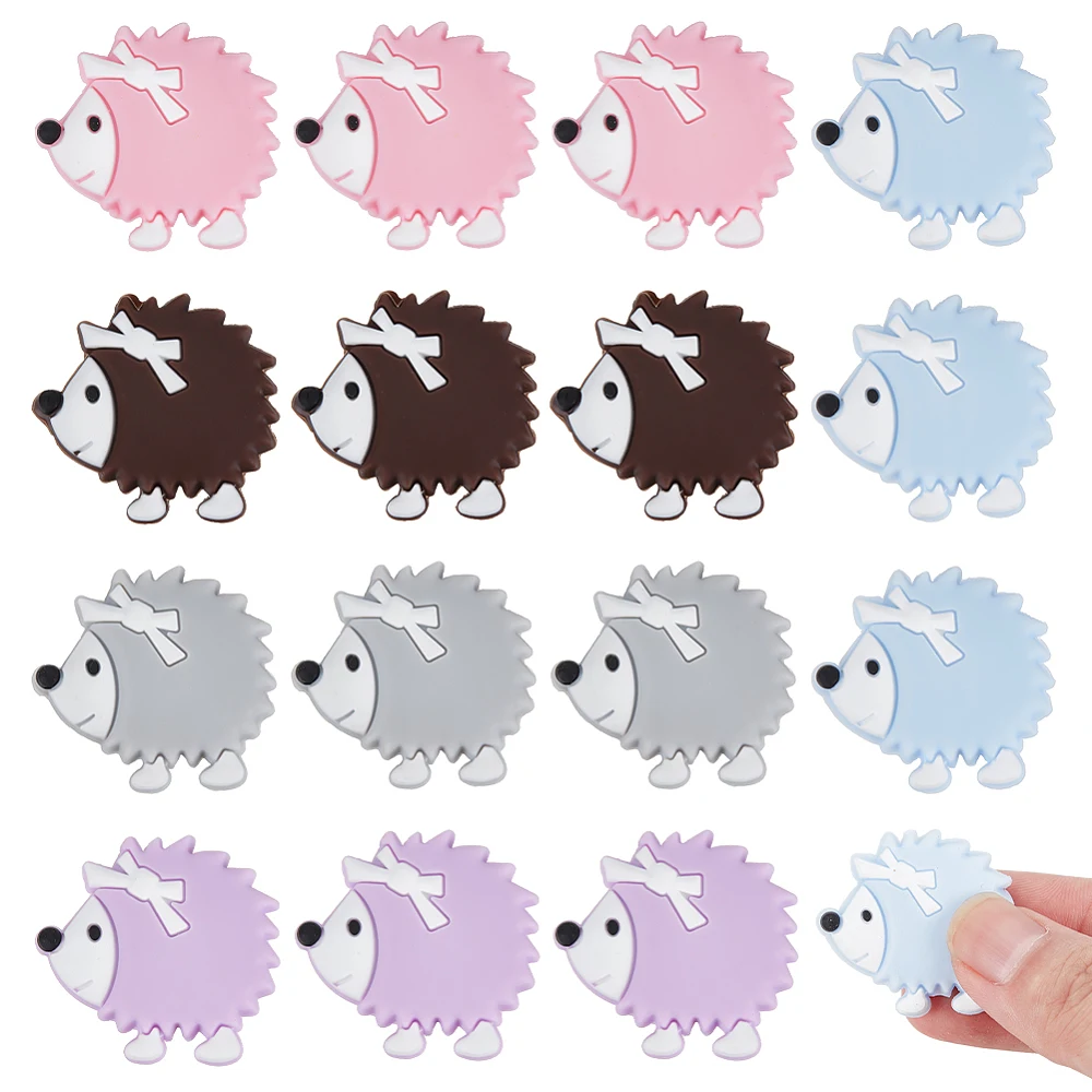

15Pcs 5 Colors Hedgehog Food Grade Eco-Friendly Silicone Focal Beads Mixed Color 31x33x10mm Hole: 2mm 3pcs/color